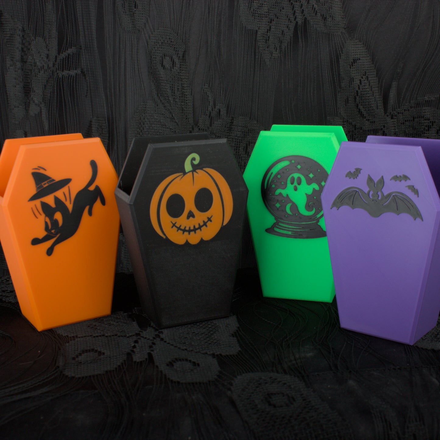 Vintage Vibes Coffin Caddies - Spooky Icons